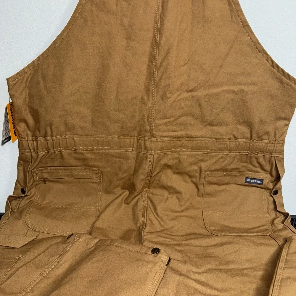 Berne Insulated Bib Overalls Mens 3XL Brown Duck Workwear Water Repellent - Picture 7 of 14